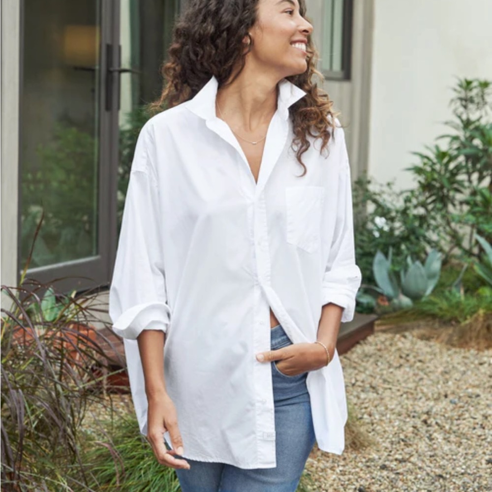 NWT Frank & Eileen Shirley in White Everyday Poplin [Medium]